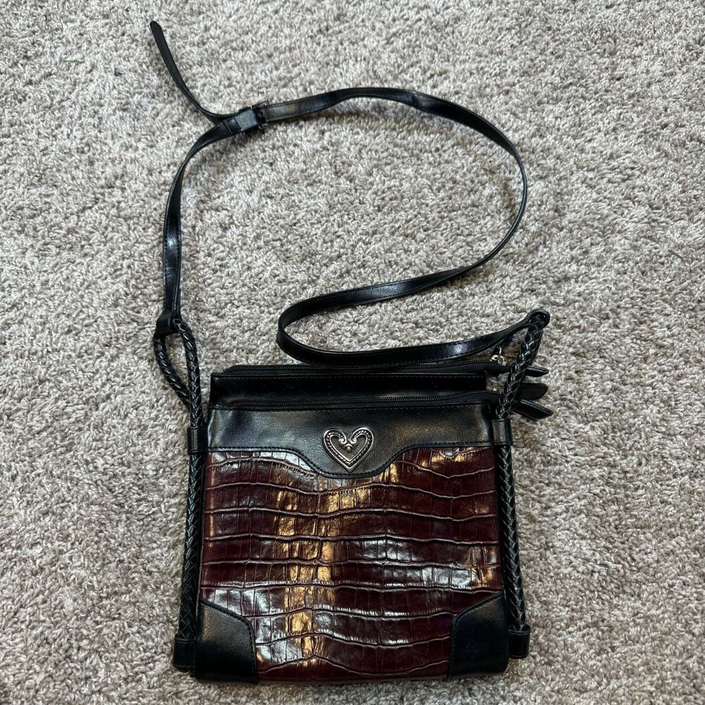 Brighton Shoulder Bag Brown Leather Satchel Purse Women's Cute Classy Preppy Y2K